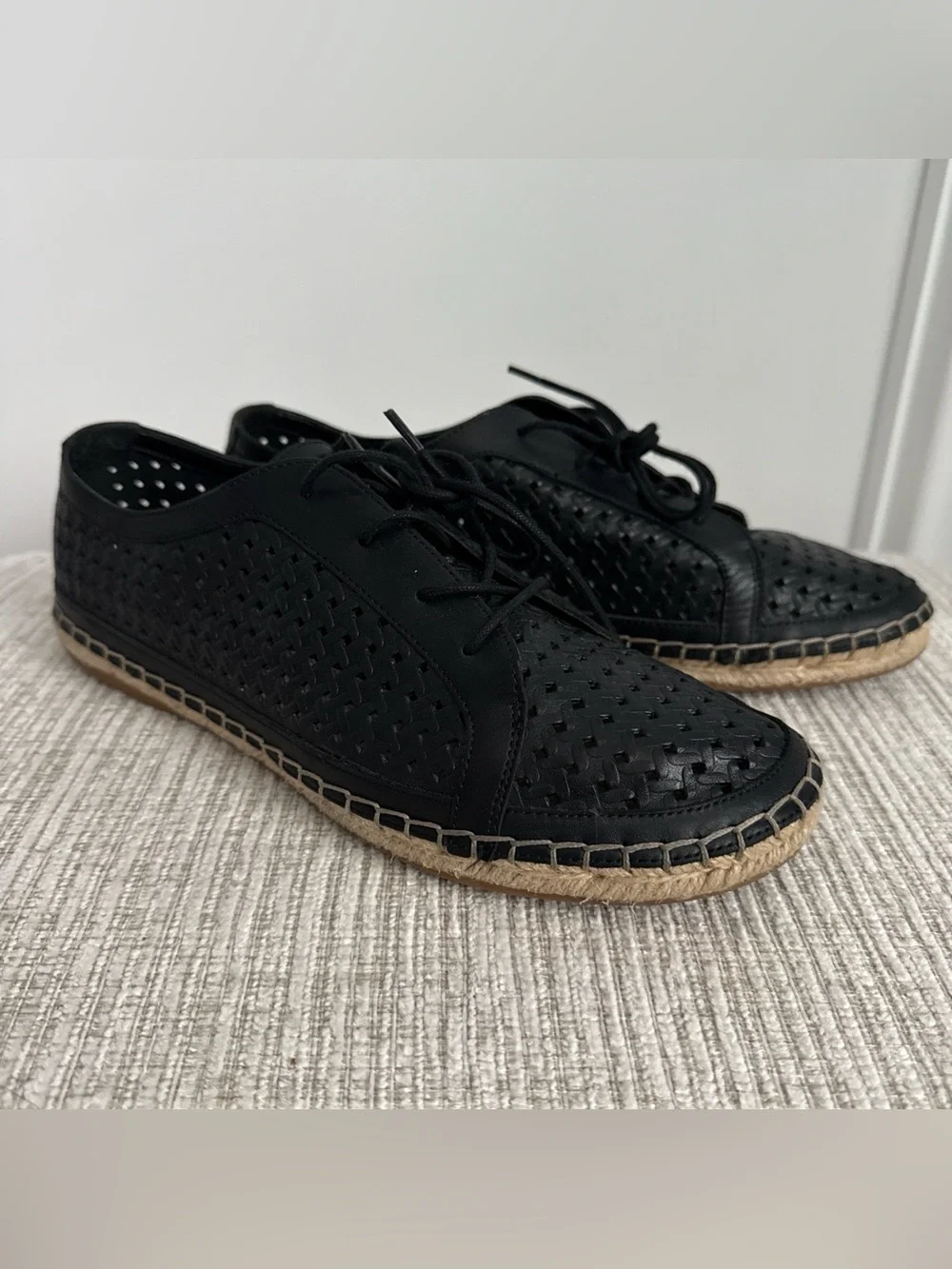 Black Espadrille Lace-Up Shoes